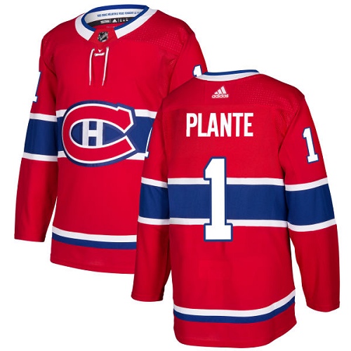 Adidas Canadiens #1 Jacques Plante Red Home Authentic Stitched NHL Jersey
